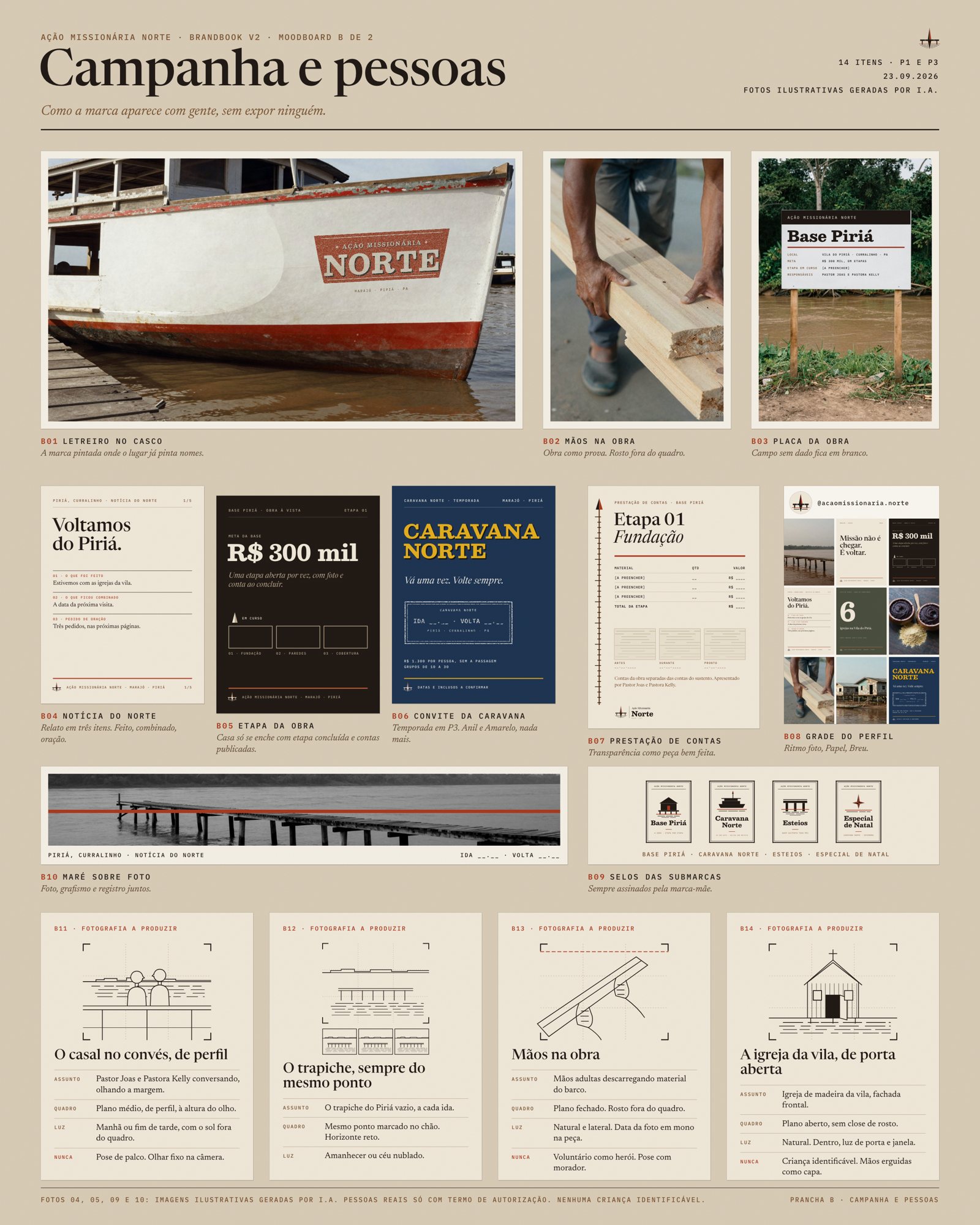 Moodboard B completo, formato vertical, com os catorze itens numerados de B01 a B14